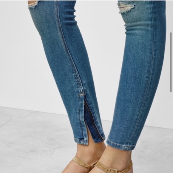 Rag & Bone Blue Ankle Zip Jeans Distressed Skinny Women’s Size 25 - Picture 2 of 16